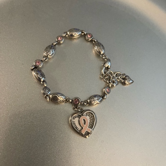 Brighton Breast Cancer pink Swarovski Silver Links Bracelet retired - Picture 6 of 7